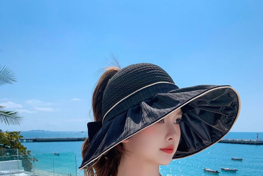 Bow Sun Ruched Panel Hat