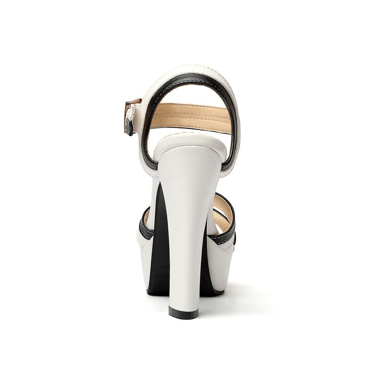 Chunky Cross Platform Sandals Strap Heel