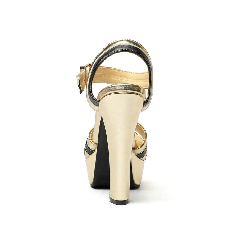 Chunky Cross Platform Sandals Strap Heel