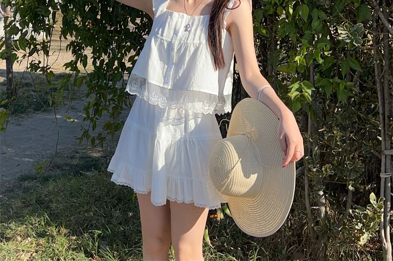 Designs) Lace Skirt (Various Cami Top / A-Line High Trim Waist