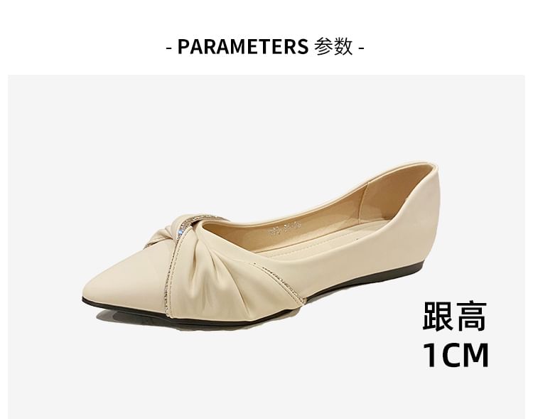 Rhinestone Pointed-Toe Flats Bow