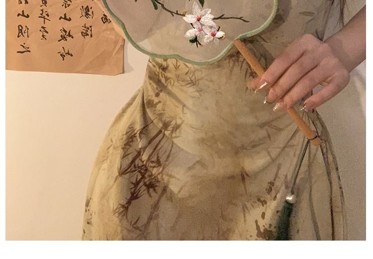 Tassel Hand Fan / Print Embroidered