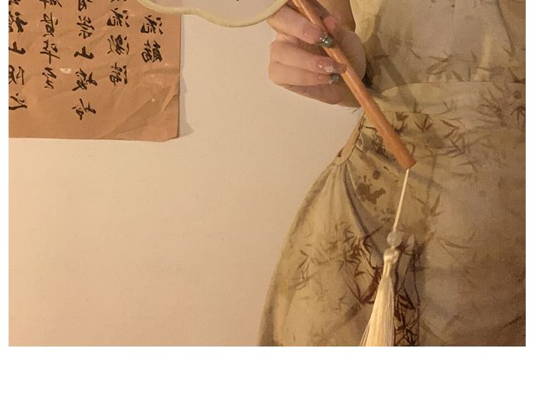 Tassel Hand Fan / Print Embroidered