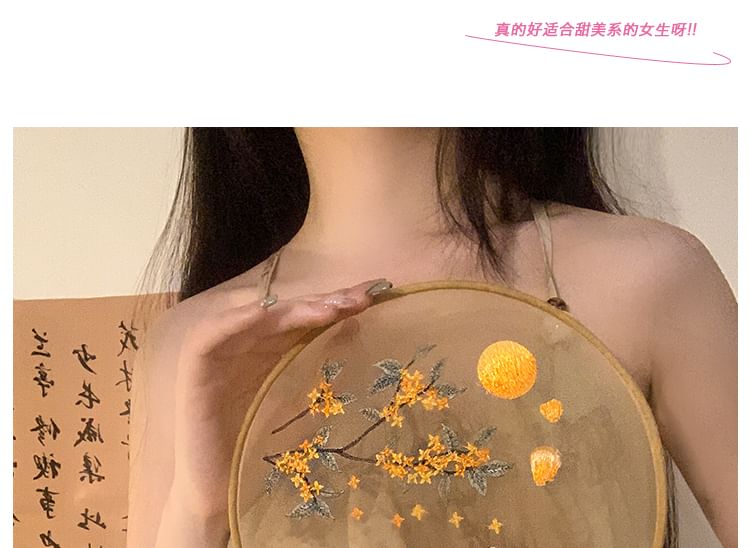 Tassel Hand Fan / Print Embroidered