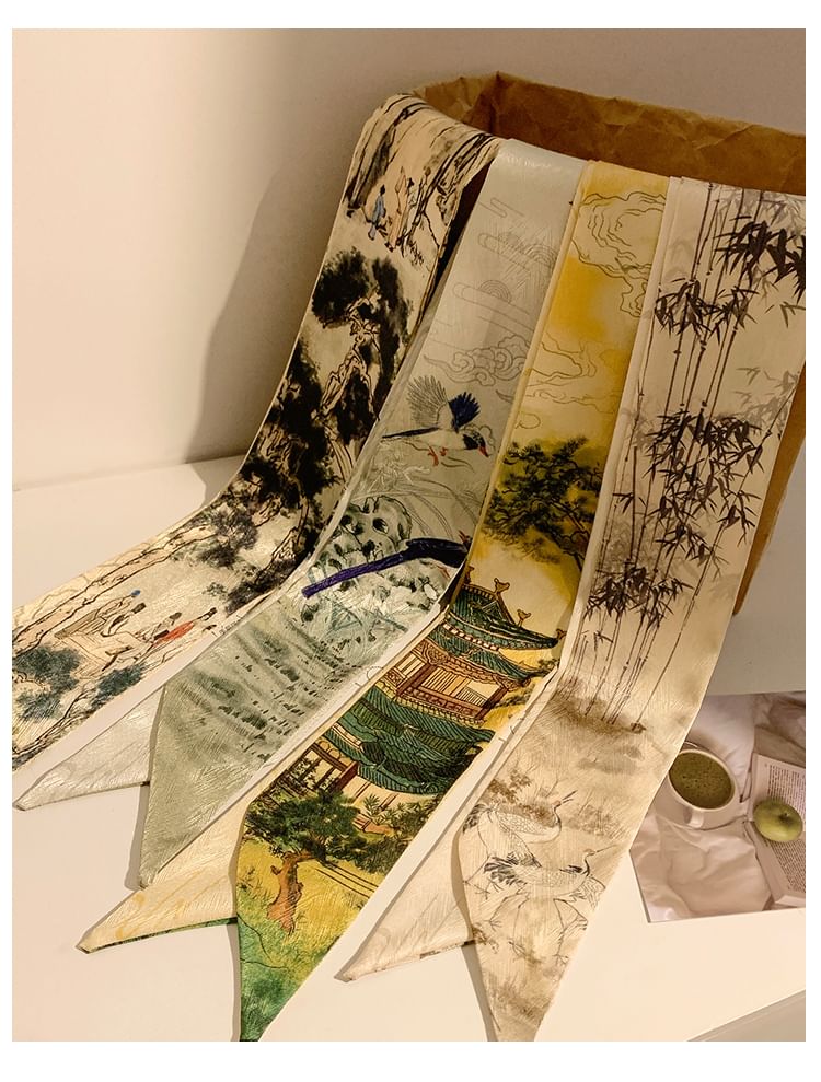 Tie Scarf Narrow Print Hair