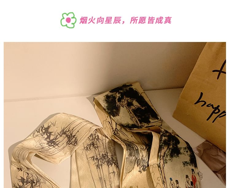 Tie Scarf Narrow Print Hair