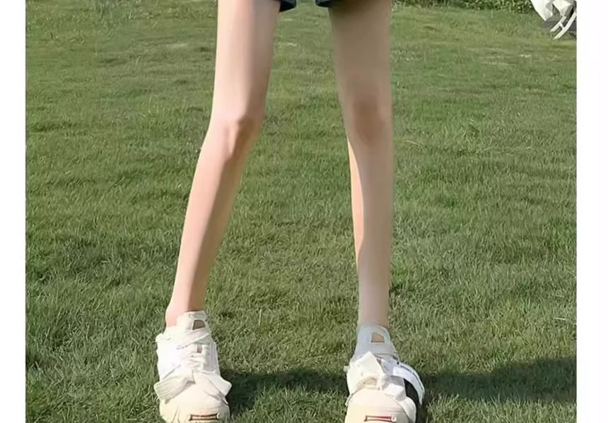 Washed Shorts Waist High Denim