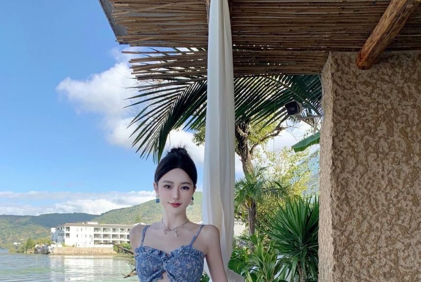 Strap Floral Spaghetti Sundress Maxi Cutout