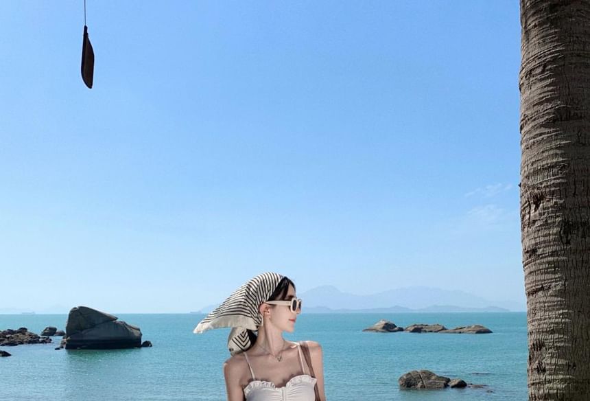 Ruffle Maxi Set: + Waist Skirt Cropped High A-Line Plain Top Cami