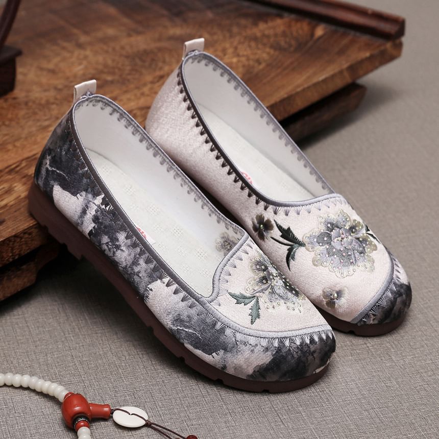 Flats Embroidered Flower