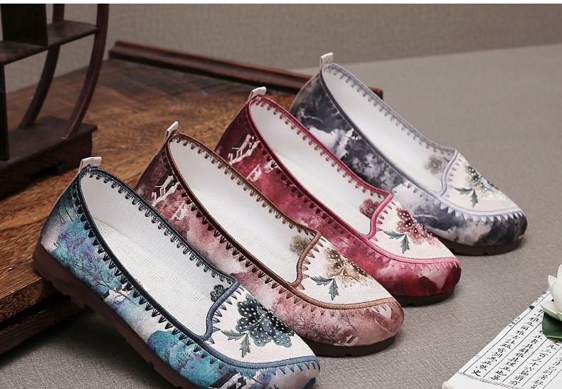 Flats Embroidered Flower