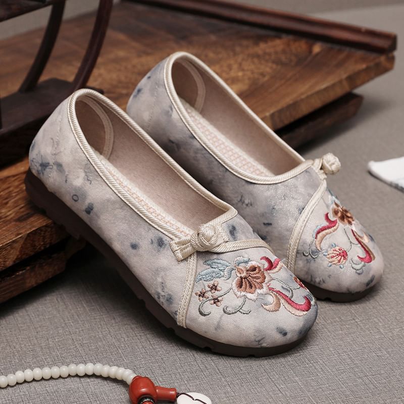 Embroidered Flower Flats