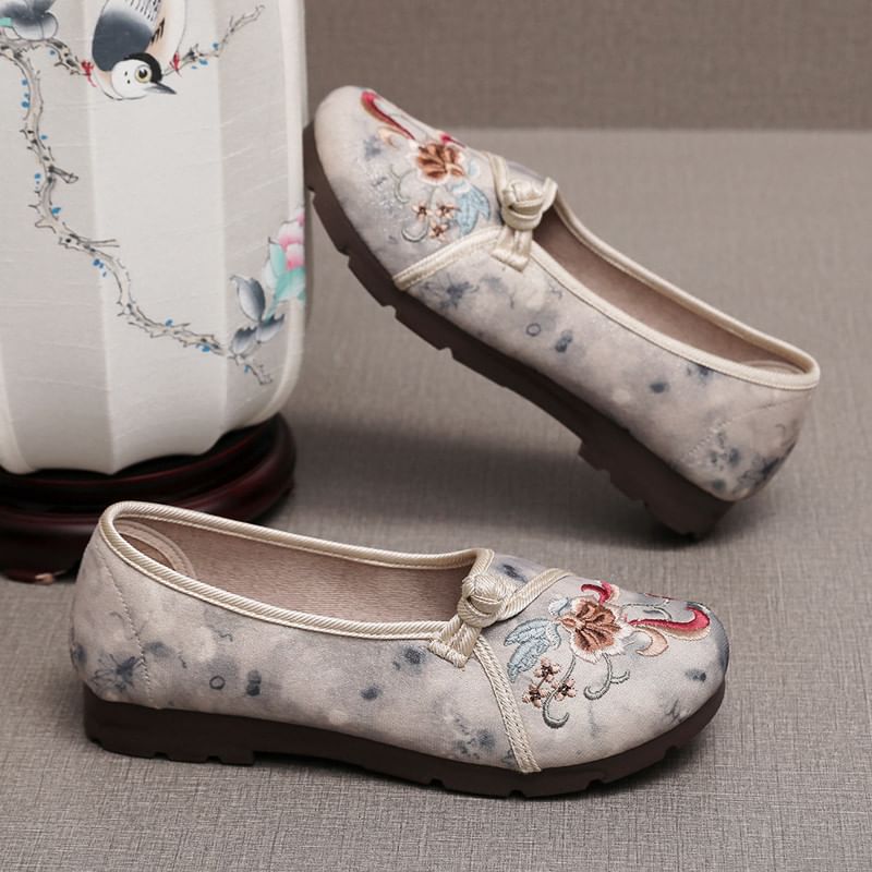 Embroidered Flower Flats