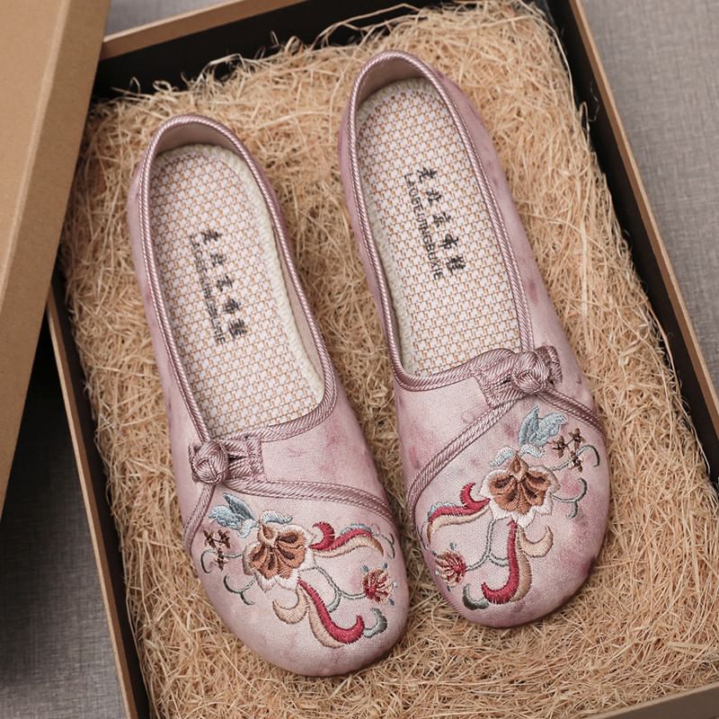 Embroidered Flower Flats