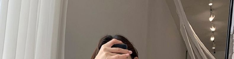 Mini Puff Dress A-Line Plain Square Sleeve Neck