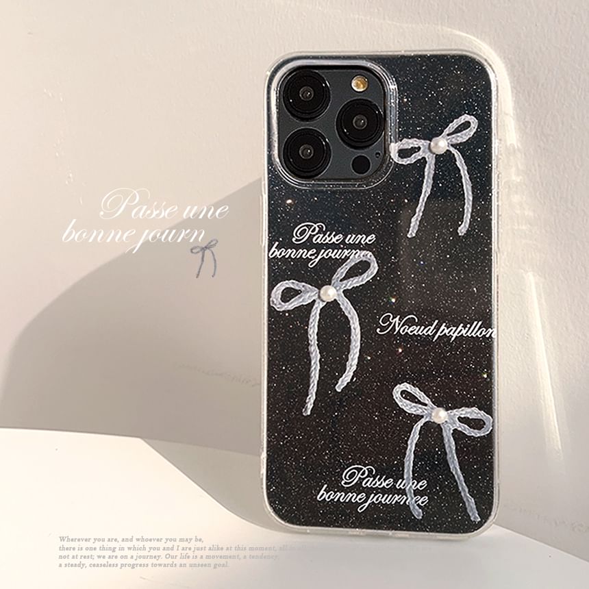Phone Case Pearl Faux Bow