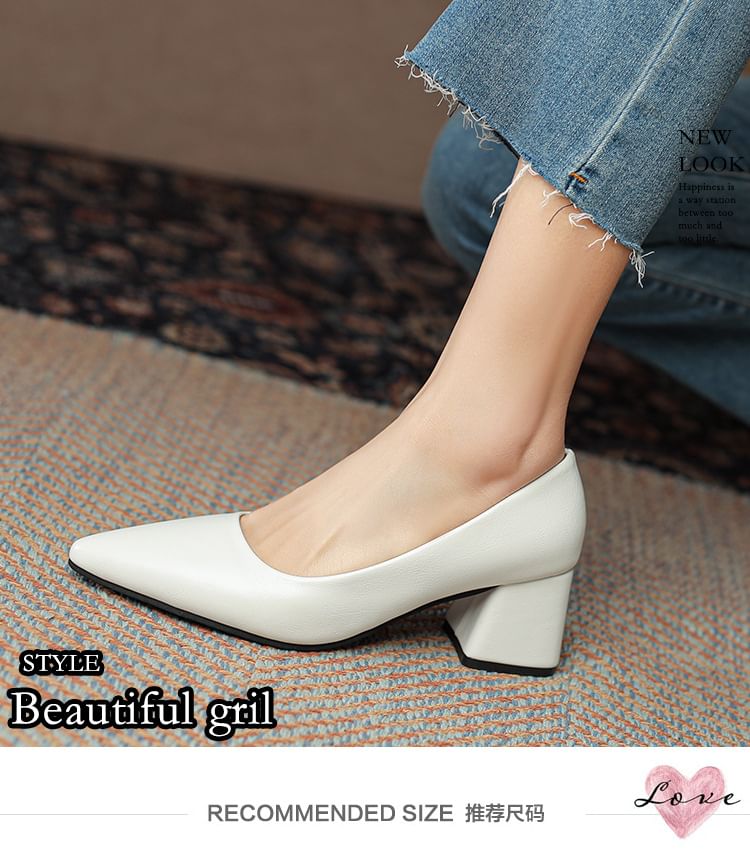 Pointed Heel Block Pumps
