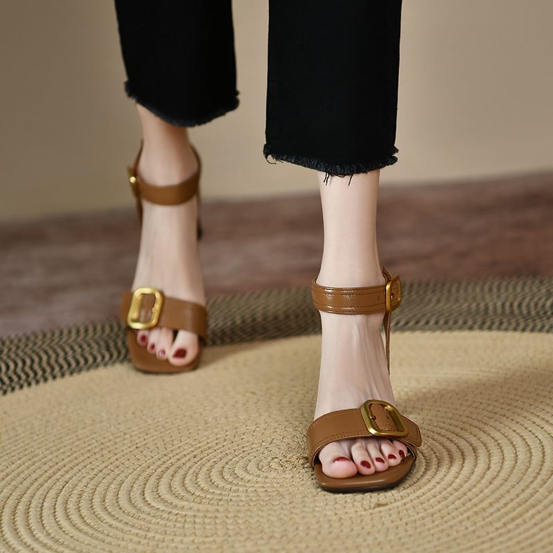 Sandals Block Heel Buckled