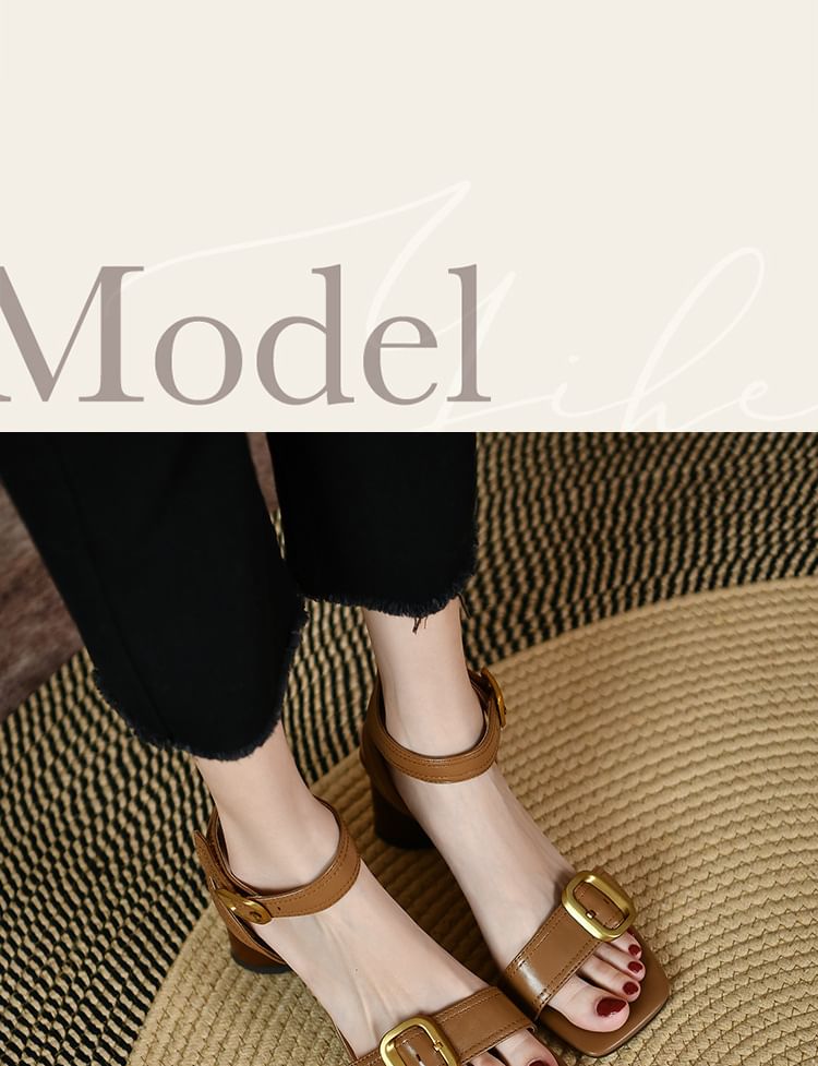 Sandals Block Heel Buckled