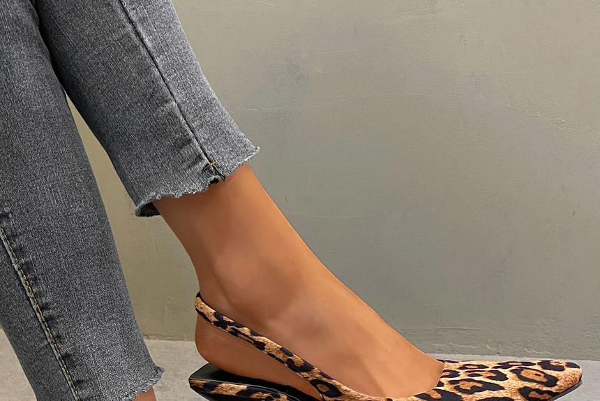 Kitten Heel Slingback Leopard Print Mules