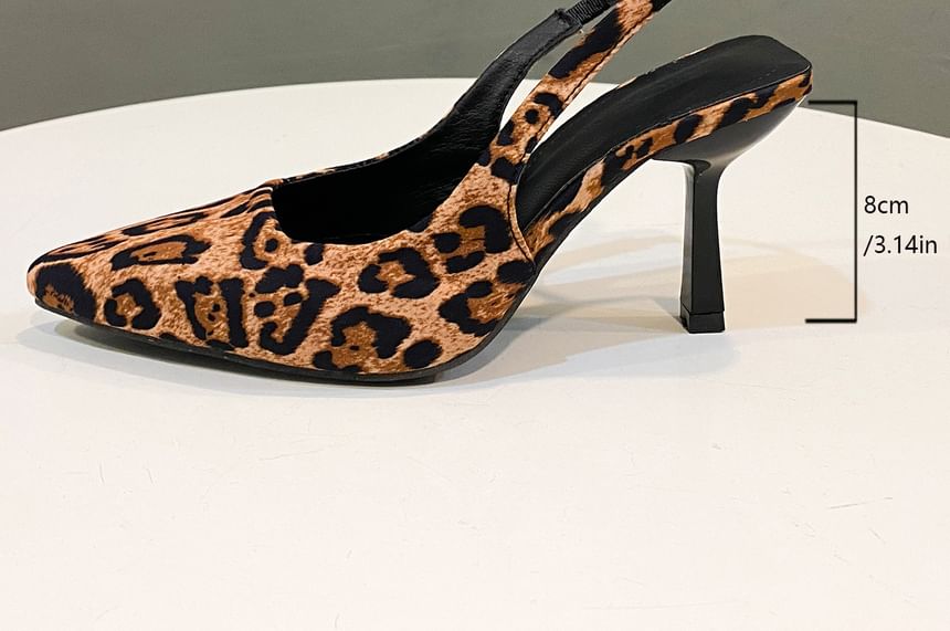 Kitten Heel Slingback Leopard Print Mules
