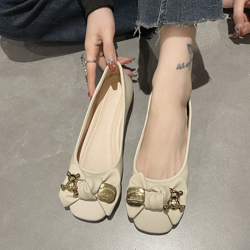 Bow Square Toe Accent Flats