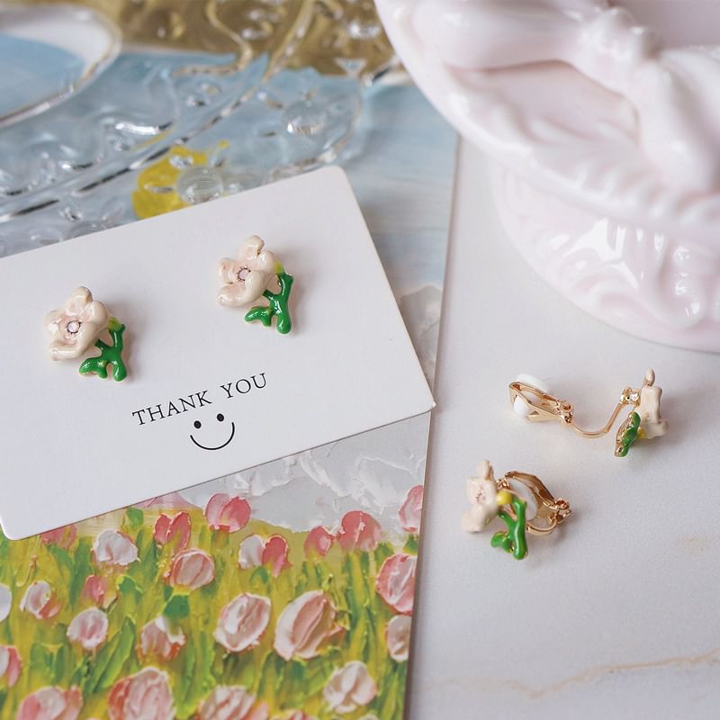 / Stud Butterfly Earring Floral Alloy