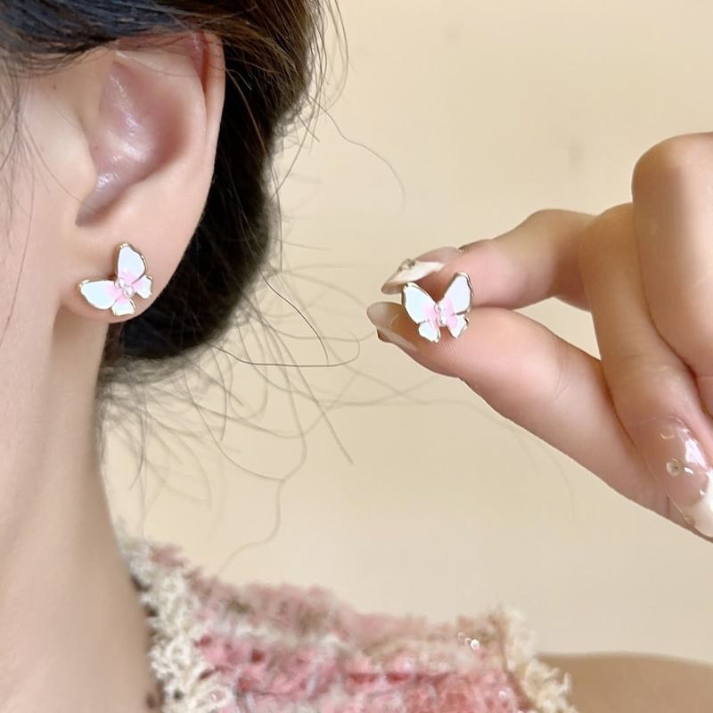 / Stud Butterfly Earring Floral Alloy