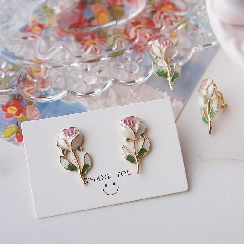 Floral Earring Stud Alloy