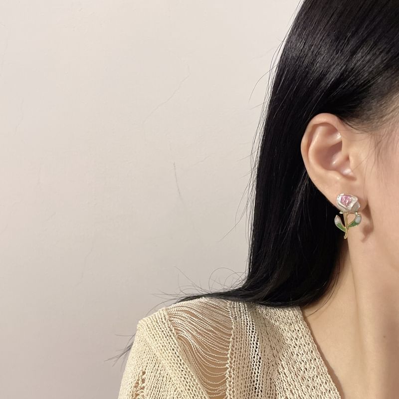 Floral Earring Stud Alloy