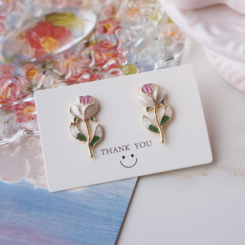 Floral Earring Stud Alloy