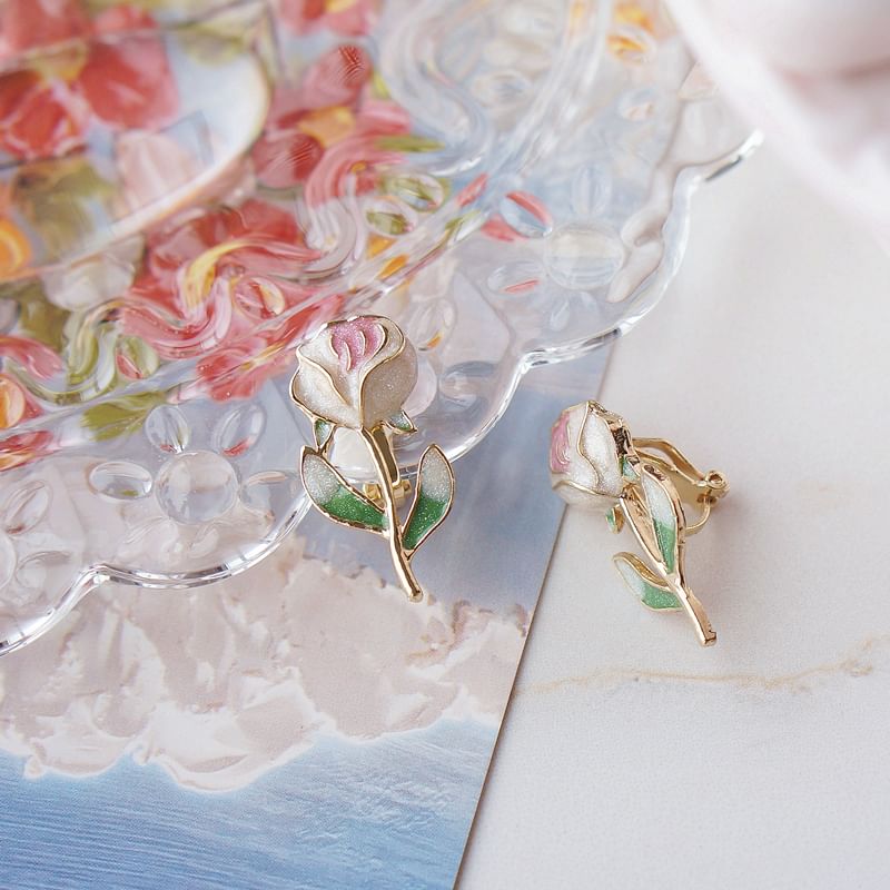 Floral Earring Stud Alloy