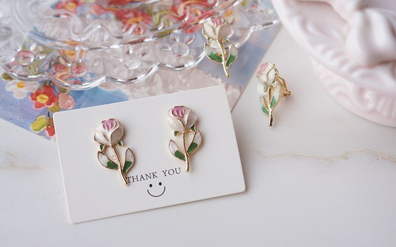 Floral Earring Stud Alloy
