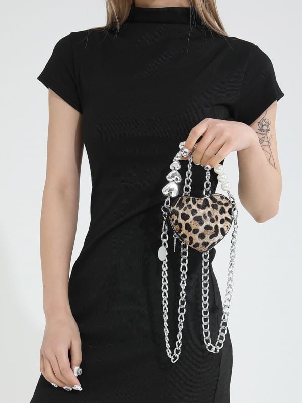 Bag Print Crossbody Leopard Heart