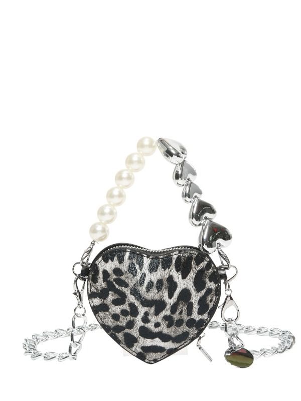 Bag Print Crossbody Leopard Heart