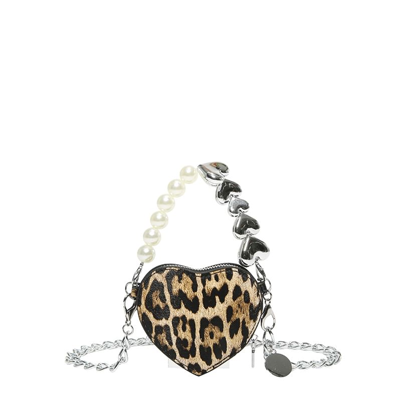 Bag Print Crossbody Leopard Heart