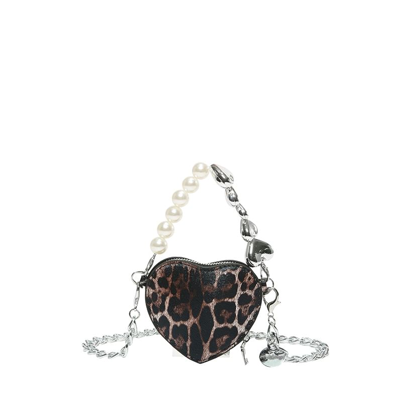 Bag Print Crossbody Leopard Heart