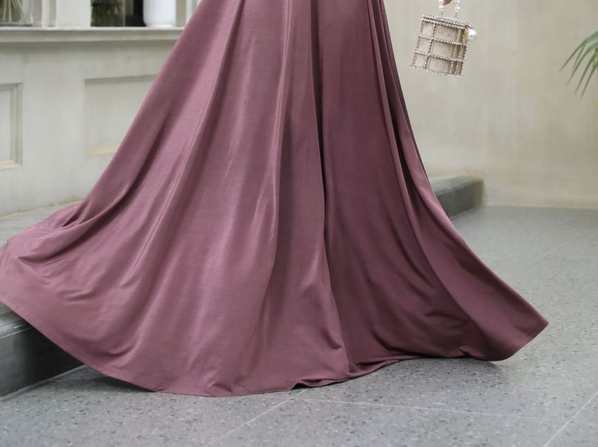 Strap Gown Shirred Wrap Evening Spaghetti A-Line