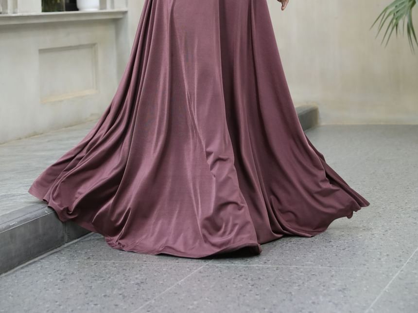 Strap Gown Shirred Wrap Evening Spaghetti A-Line