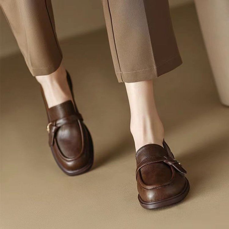 Loafers Faux Plain Leather