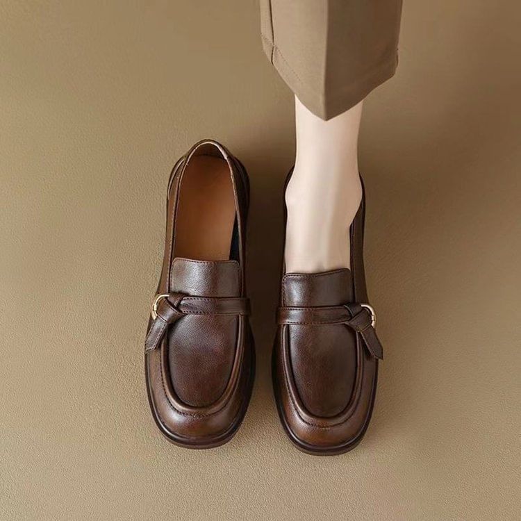 Loafers Faux Plain Leather