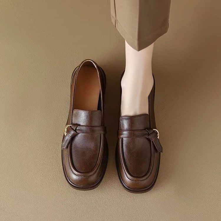 Loafers Faux Plain Leather