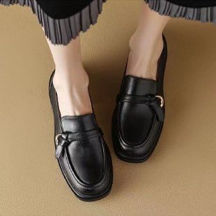 Loafers Faux Plain Leather