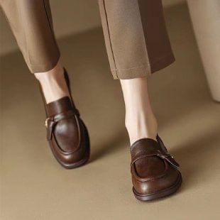 Loafers Faux Plain Leather