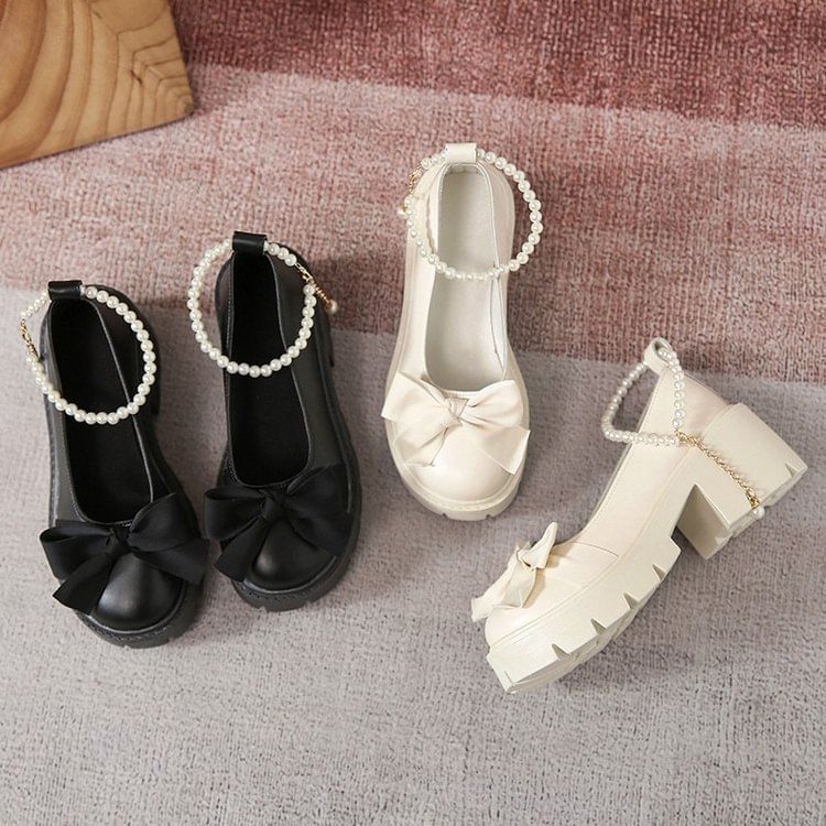 Shoes Accent Platform Bow Jane Mary