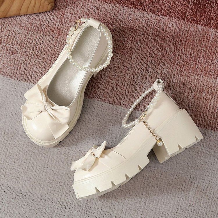 Shoes Accent Platform Bow Jane Mary