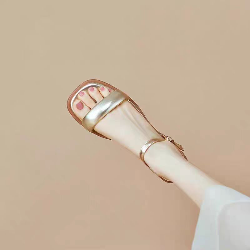 Metallic Faux Leather Sandals