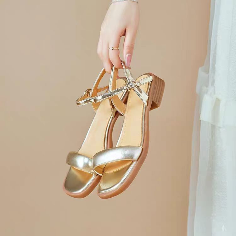 Metallic Faux Leather Sandals