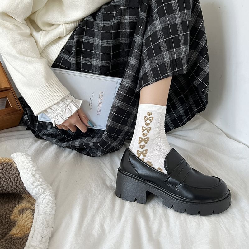 Faux Loafers Leather Platform