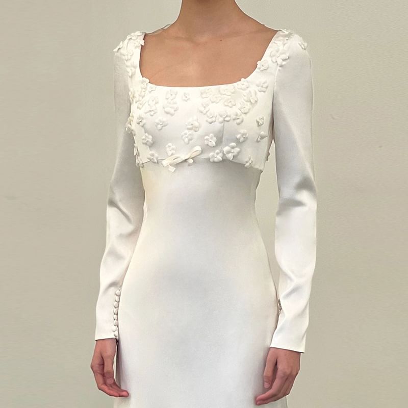 Gown Sheath Long-Sleeve Wedding Flower